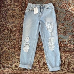 ASOS Distressed Ripped Light Wash Cuffed Jeans